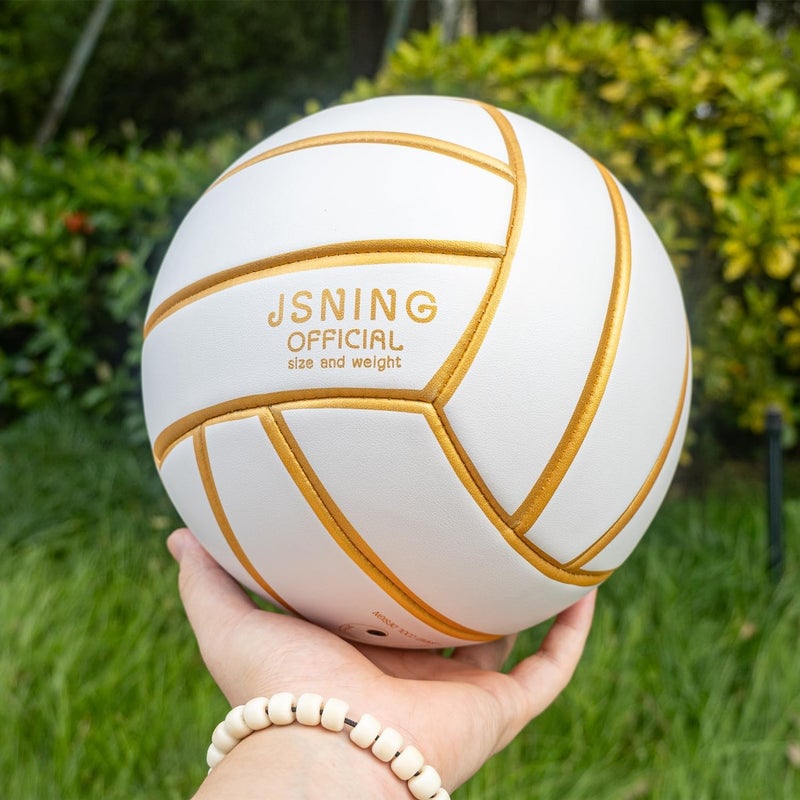 JSNING Golden White Volleyball, Volley lite for Outdoor Indoor Beach Game,Soft Touch,Official Size 5,Gift for Boy Girl Man and Woman - Image 2